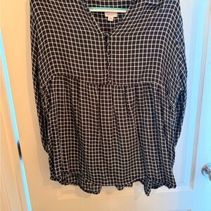 Isabel Maternity Black and White Grid Blouse